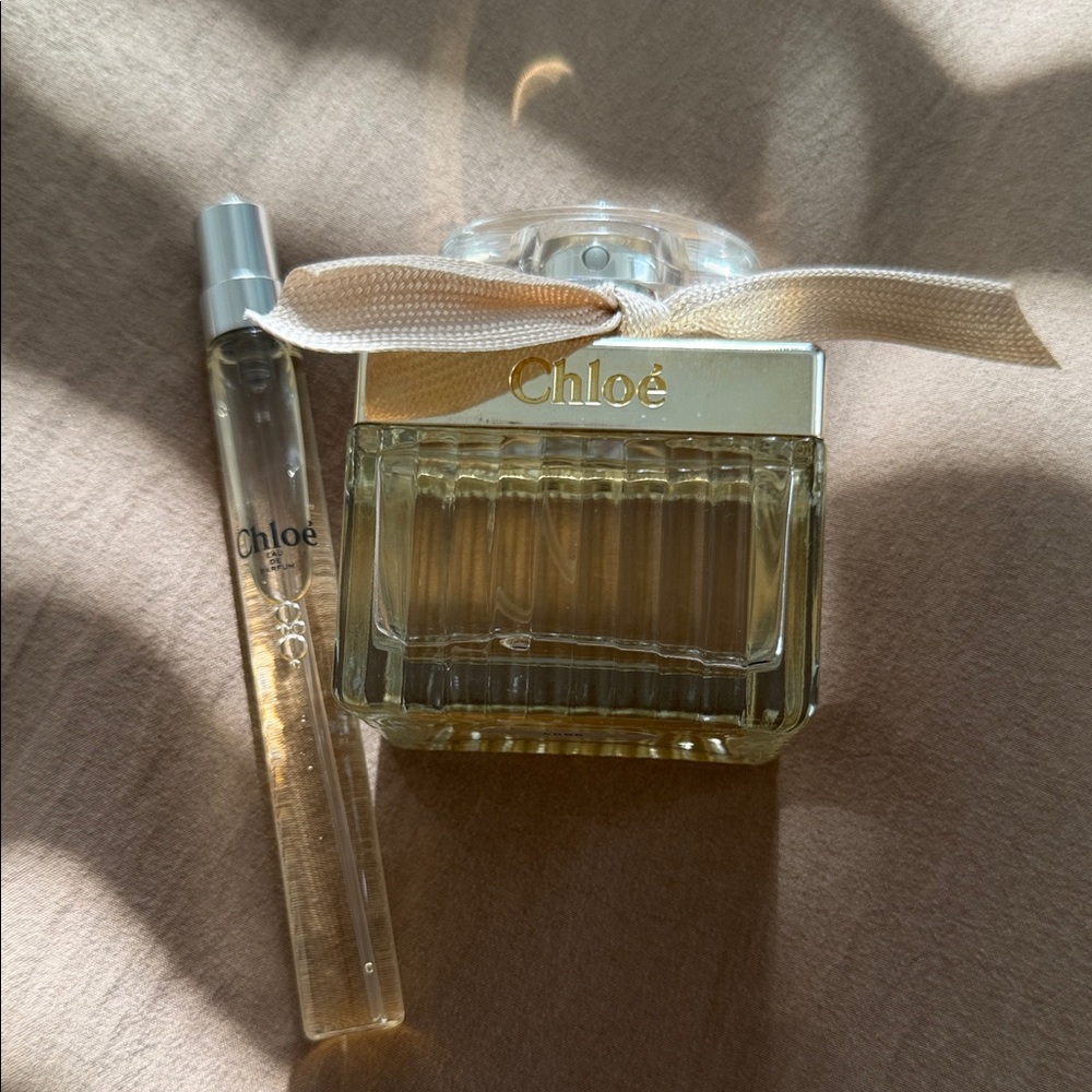 Chloé Eau de Parfum Duo - Clear Glass & Gold Bottle with Nude Ribbon